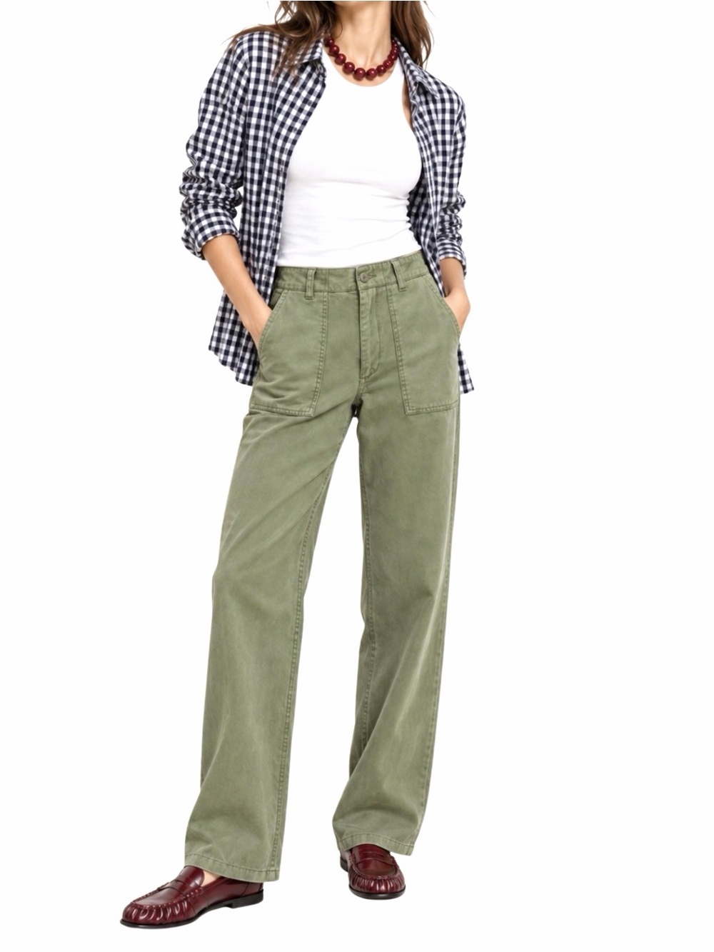 Banana Republic Navy and White Gingham Button-Down